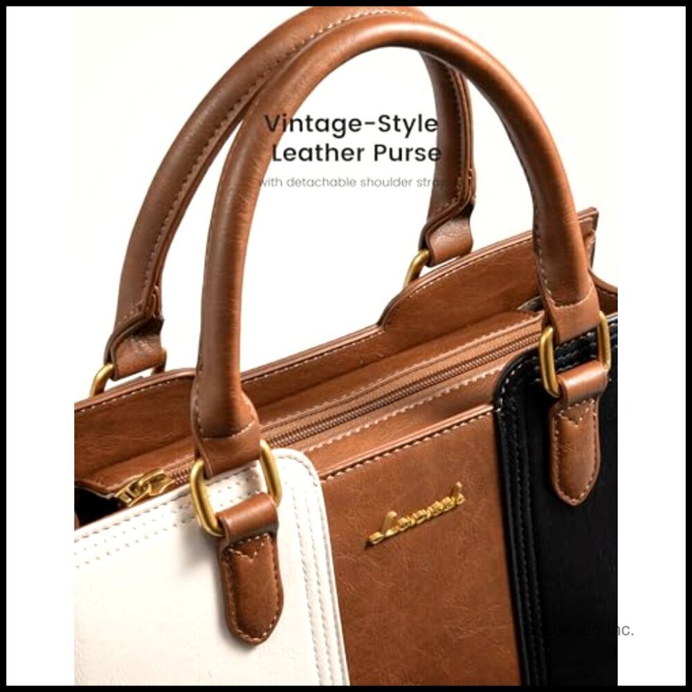 Vintage Leather Shoulder Handbag Small Satchel Tote Crossbody Bag Work Purse - Picture 5 of 6